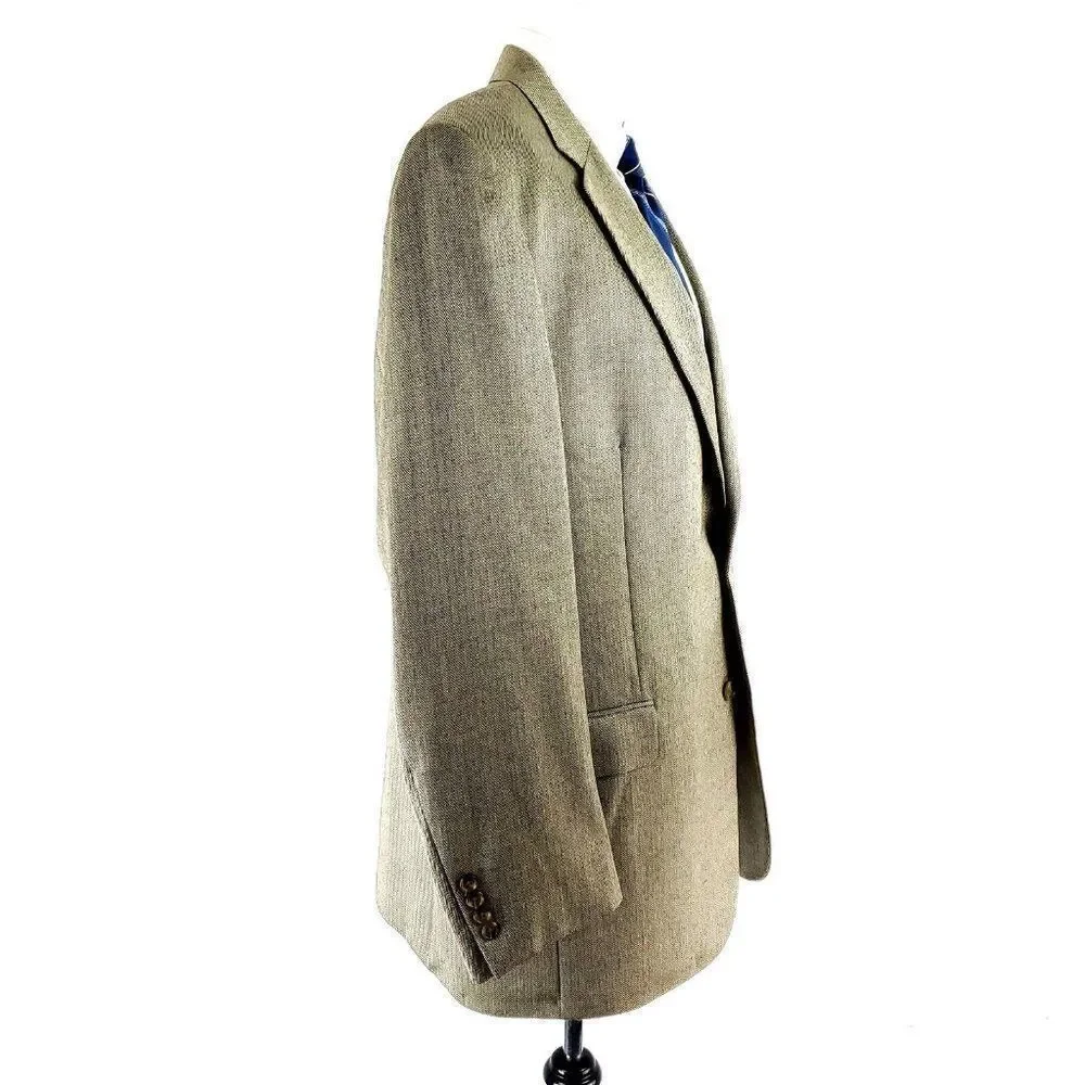Jos A Bank Signature Camel Hair Silk 2‎ Button Sport Coat 44L Tan Herringbone